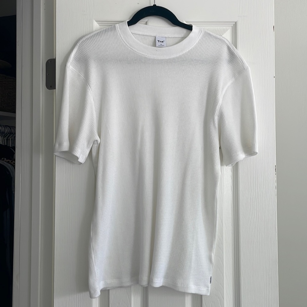 White Oversized Waffle Tee
